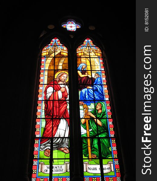 The window of the Catholic cathedral