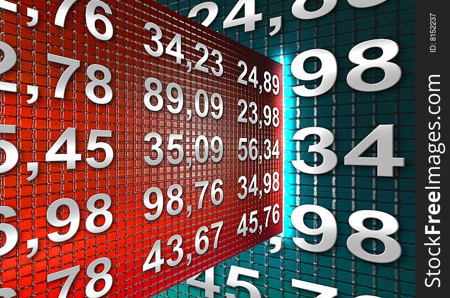 Blue and red texture with numbers. finance illustration