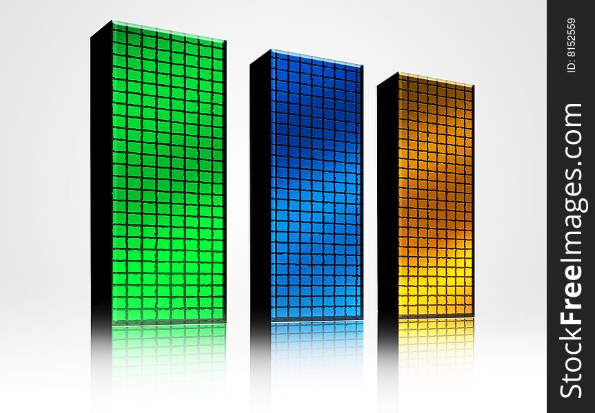 Business background with three bars with contrast colors. Business background with three bars with contrast colors
