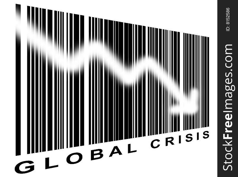 Global crisis bar code with perspective effect. Global crisis bar code with perspective effect