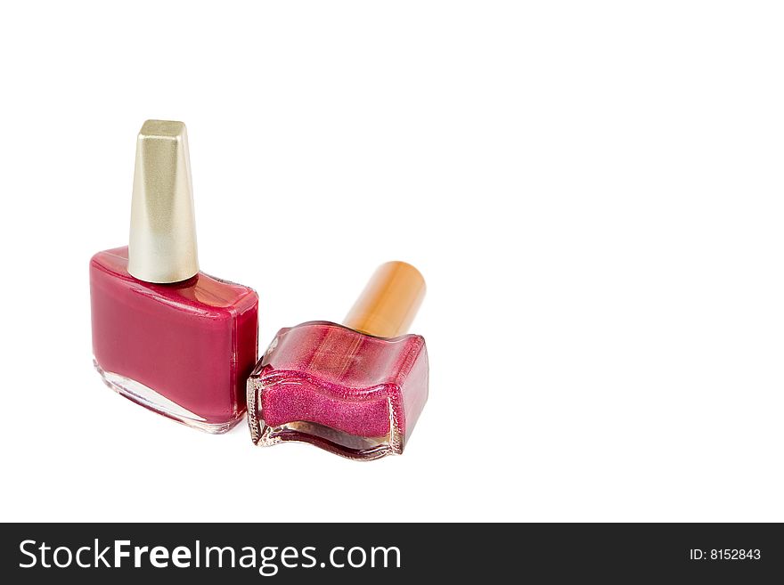 Nail polish on white background