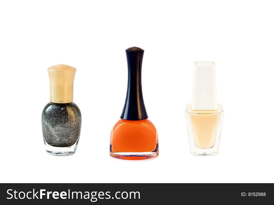 Nail polish on white background