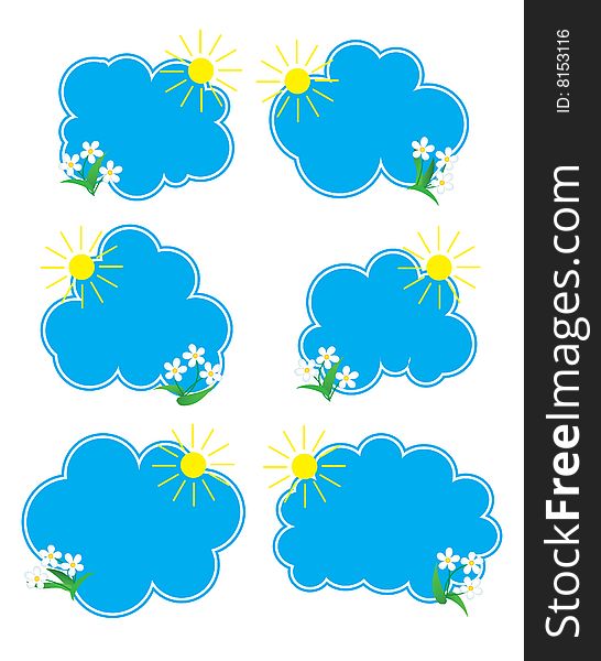 Set of tag stickers with sun, clouds and free space for your text. There is in addition a vector format (EPS 8). Set of tag stickers with sun, clouds and free space for your text. There is in addition a vector format (EPS 8).