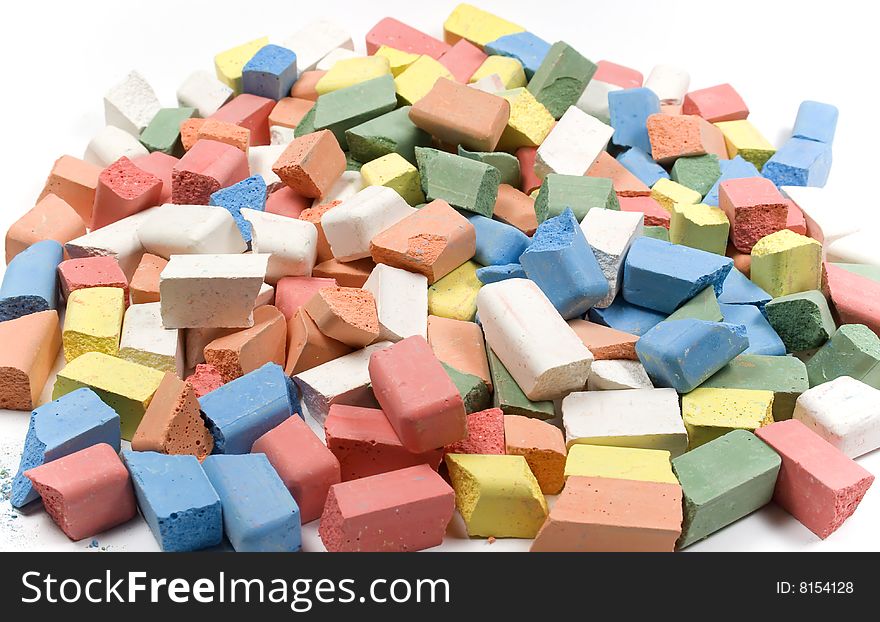 Mixed group of crushed colored childrens chalk. Mixed group of crushed colored childrens chalk