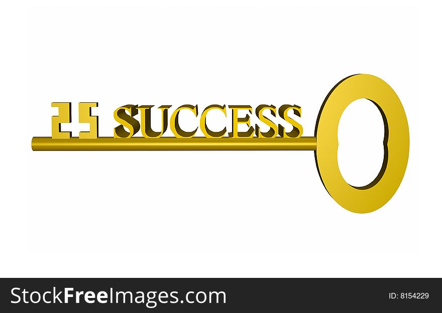 3-D render of a golden key to success isolated on white. 3-D render of a golden key to success isolated on white.