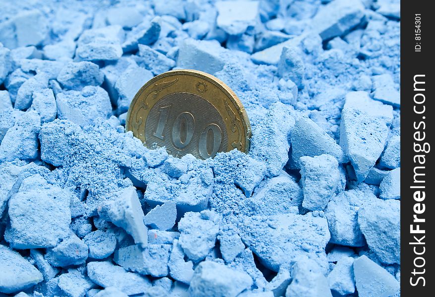 One Bimetall Coin In Blue