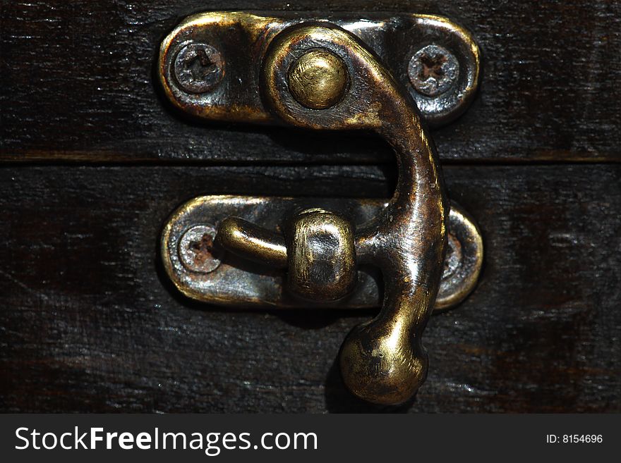 Closed ancient treasure-box lock