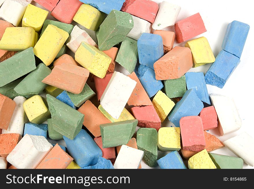 Mixed group of crushed colored childrens chalk. Mixed group of crushed colored childrens chalk