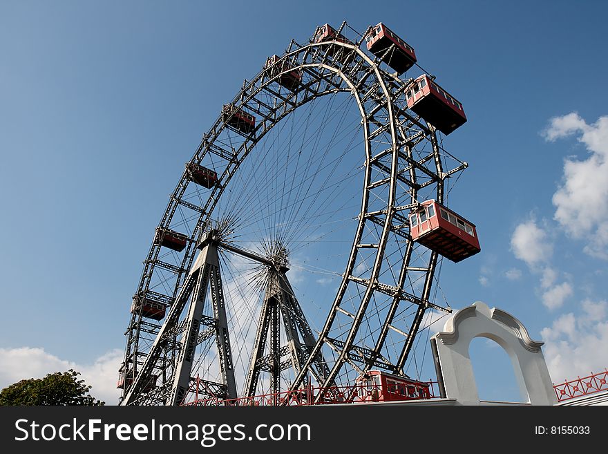 Giant ferris (observation) wheel in Prater amusement park in Vienna, Austria