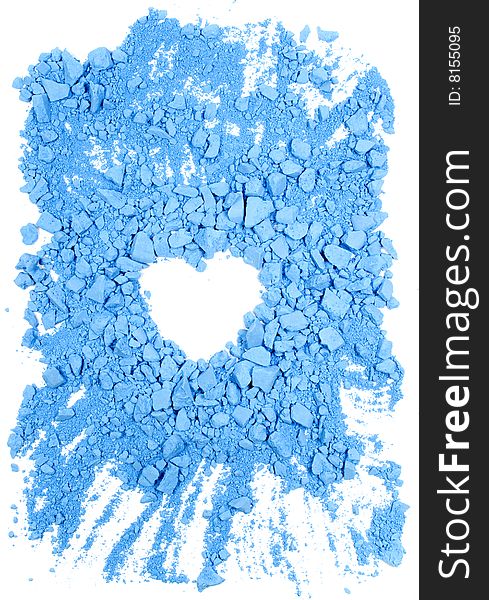 Original heart frame from crushed blue chalk. Original heart frame from crushed blue chalk