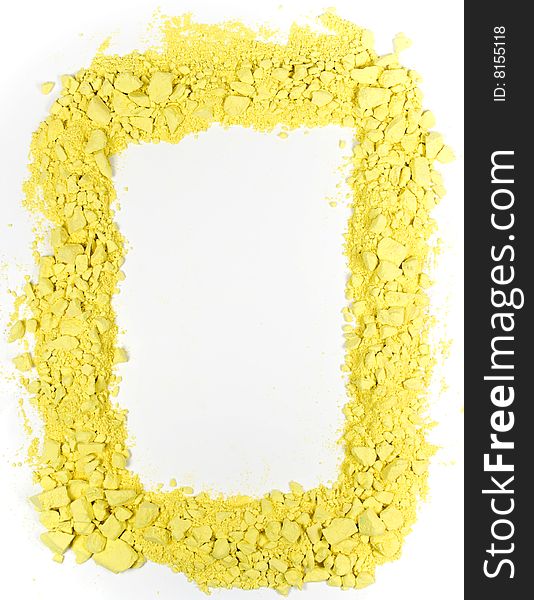 Original vertical rectangle frame from crushed yellow chalk. Original vertical rectangle frame from crushed yellow chalk