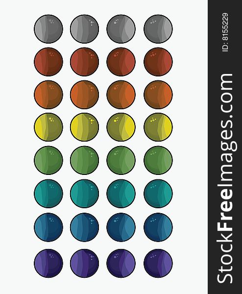 Rainbow-Coloured Bubble Icons' Set. Rainbow-Coloured Bubble Icons' Set