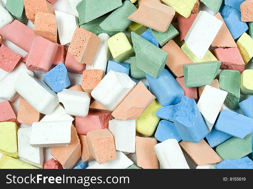 Mixed group of crushed colored childrens chalk. Mixed group of crushed colored childrens chalk