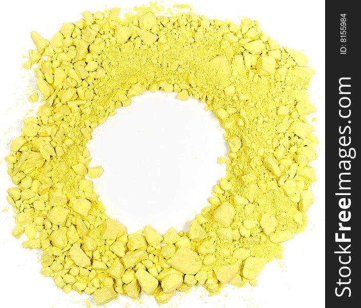 Original circle frame from crushed yellow chalk. Original circle frame from crushed yellow chalk