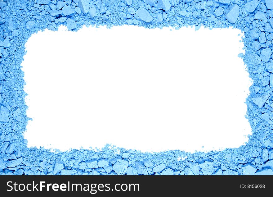 Original horizontal rectangle frame from crushed blue chalk. Original horizontal rectangle frame from crushed blue chalk