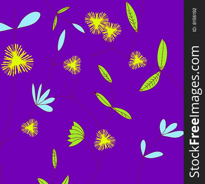 A floral design of flowers and stems placed over a solid purple background. A floral design of flowers and stems placed over a solid purple background.
