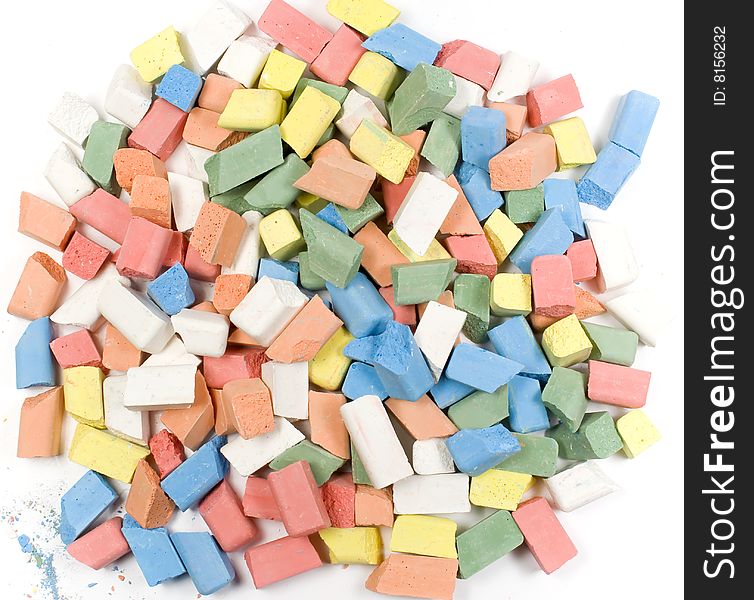 Mixed group of crushed colored childrens chalk. Mixed group of crushed colored childrens chalk