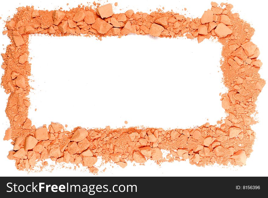 Original horizontal rectangle frame from crushed orange chalk. Original horizontal rectangle frame from crushed orange chalk