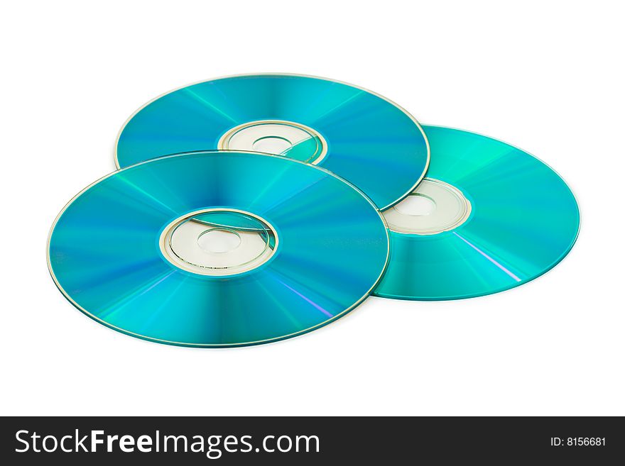 Three computer disks isolated on white background