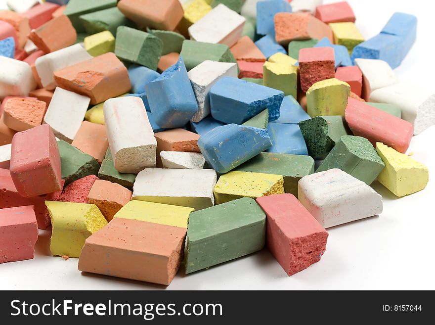 Mixed group of crushed colored childrens chalk. Mixed group of crushed colored childrens chalk