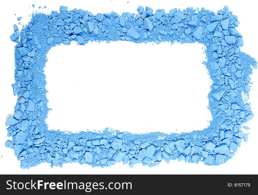 Original horizontal rectangle frame from crushed blue chalk. Original horizontal rectangle frame from crushed blue chalk
