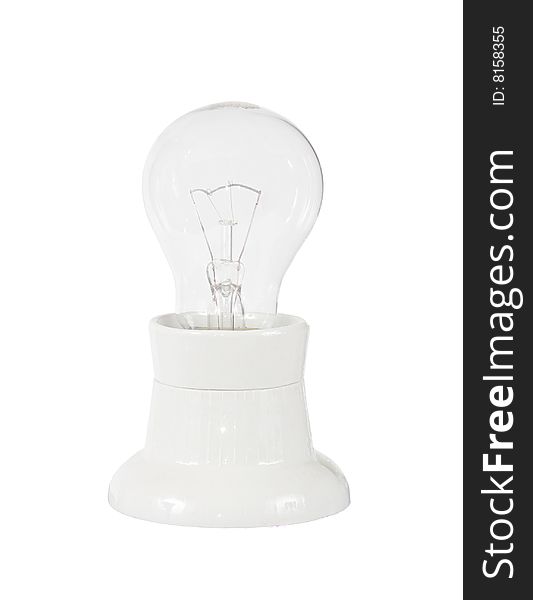 Electric lamp in white patron on white background. Electric lamp in white patron on white background