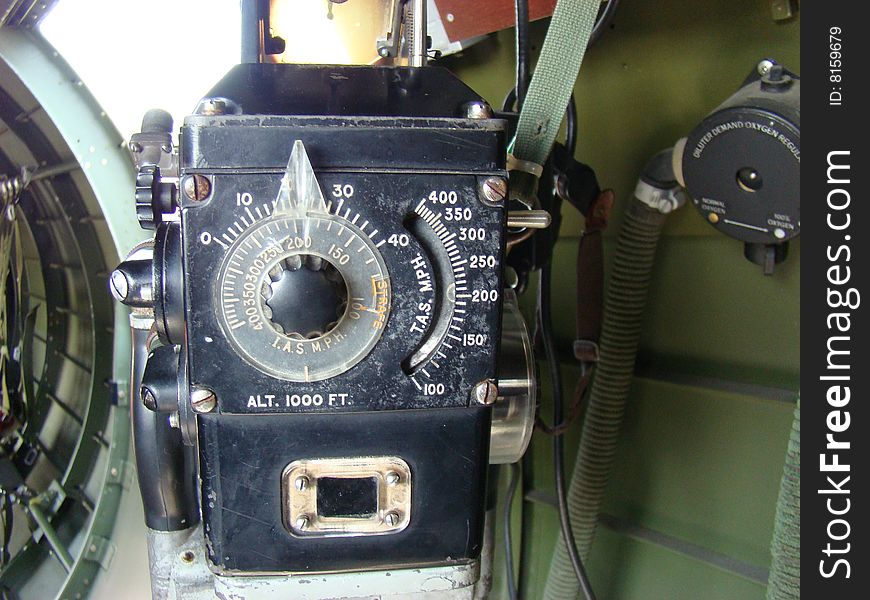 Detail of back of machine gun on B17 bomber. Detail of back of machine gun on B17 bomber