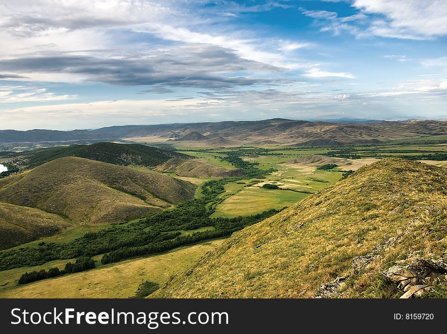 View on the valley from the mountain. View on the valley from the mountain