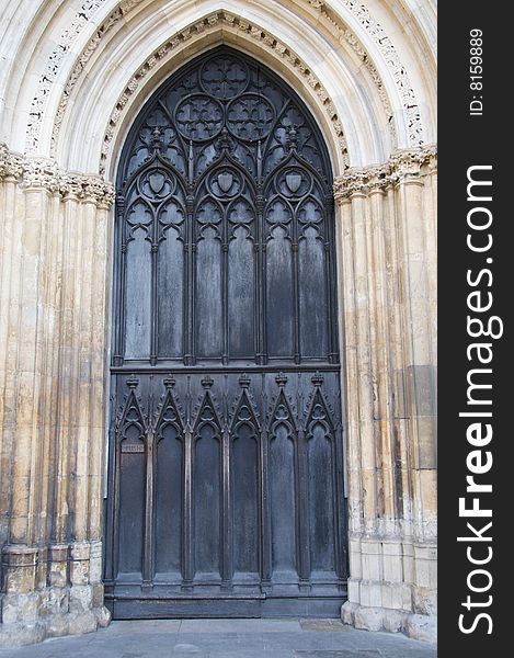 Ornate Door. Part of the exterior of York Minster, England