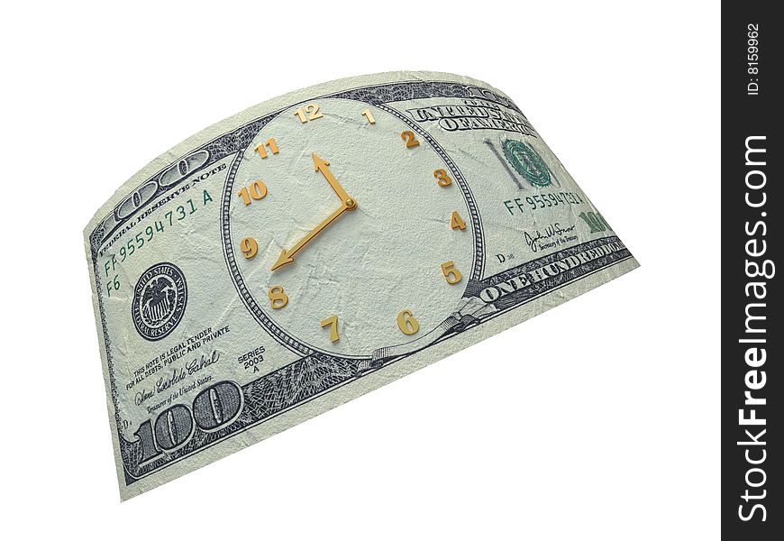 100 hundred bill with clock dial. 100 hundred bill with clock dial
