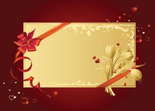 Celebratory Card, With Red Ribbon And Flowers Royalty Free Stock Photo Celebratory Card, With Red Ribbon And Flowers Royalty Free Stock Photo