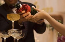 Champagne Pouring Royalty Free Stock Photography Champagne Pouring Royalty Free Stock Photography