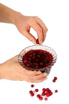 Bowl With Berry Jam In Female Hands Royalty Free Stock Photography Bowl With Berry Jam In Female Hands Royalty Free Stock Photography