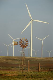 Windmill Surrounded By Wind Turbines Stock Photography Windmill Surrounded By Wind Turbines Stock Photography