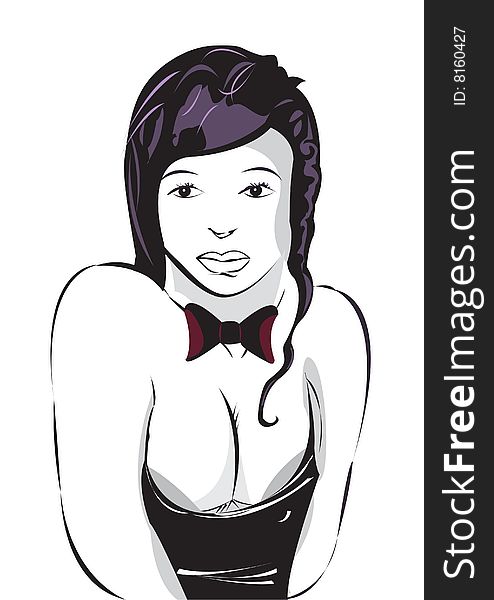 Vector illustration of a young pretty girl