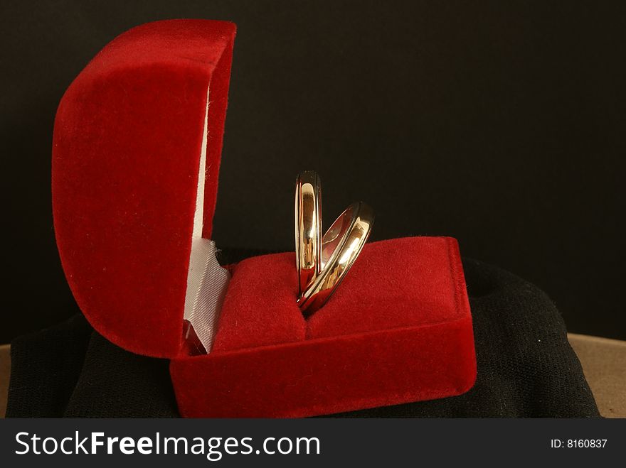 Wedding rings in a red box