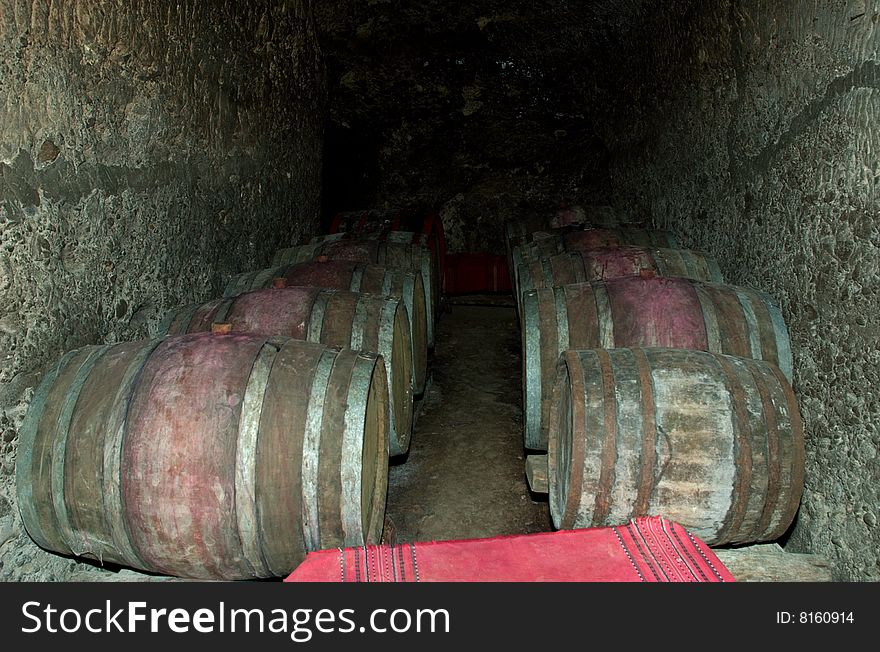 Cellar and flanks with wine
