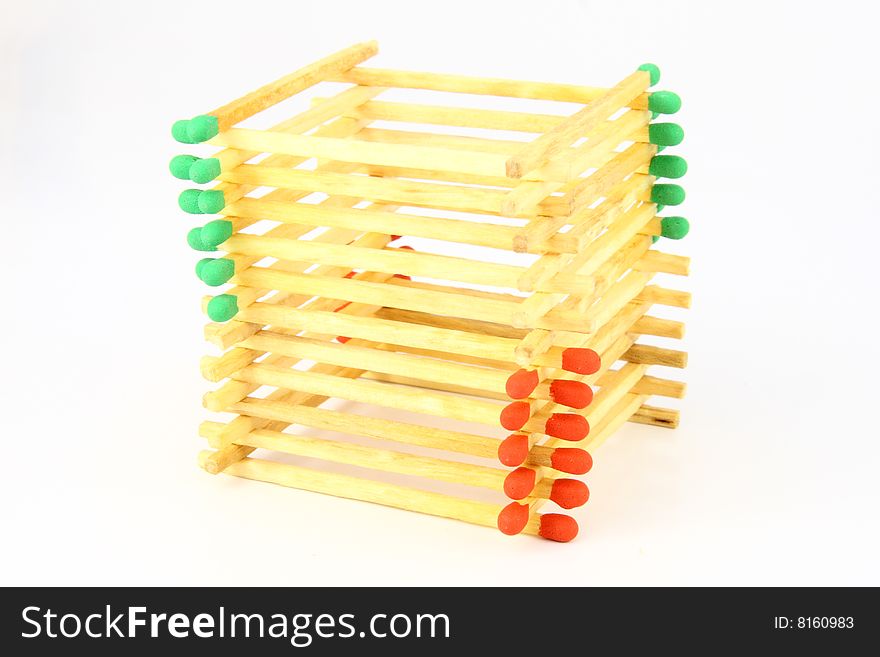 Matches arranged in a stack of two-color. Matches arranged in a stack of two-color