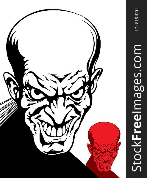 Face on the bad person in comics style.Vector image.