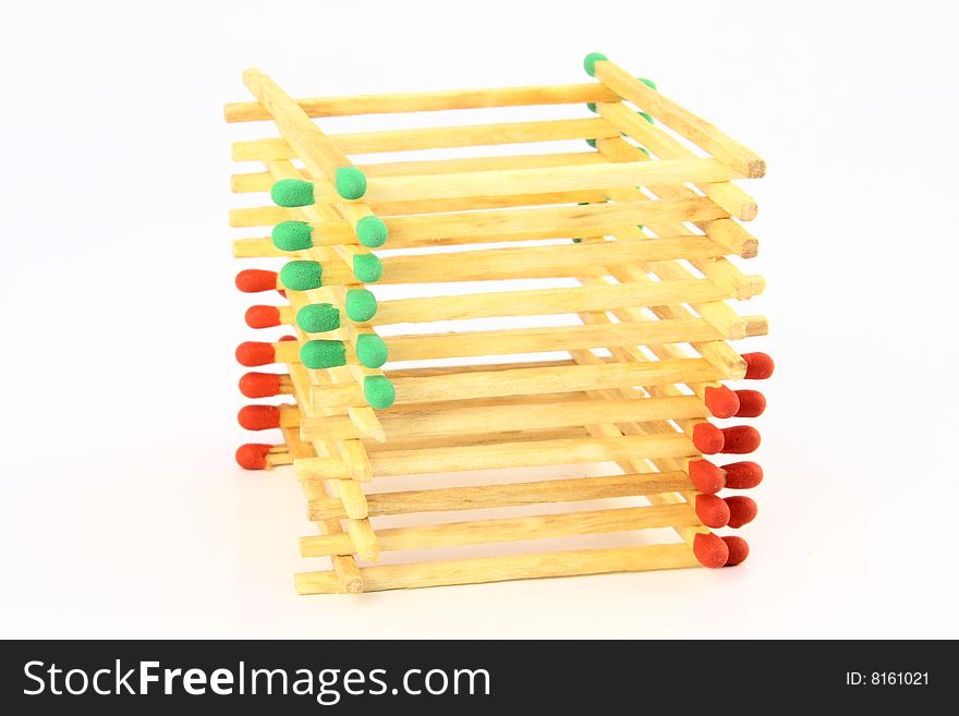 Matches arranged in a stack of two-color. Matches arranged in a stack of two-color