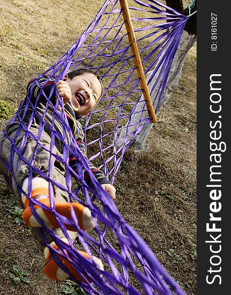 Boy in hammock