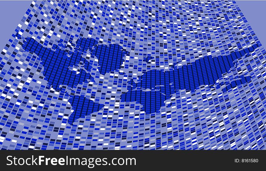 Abstract map of world in dark blue colour. Vector illustration