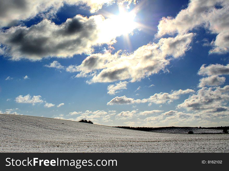 Sunny Sky Snow Landscape