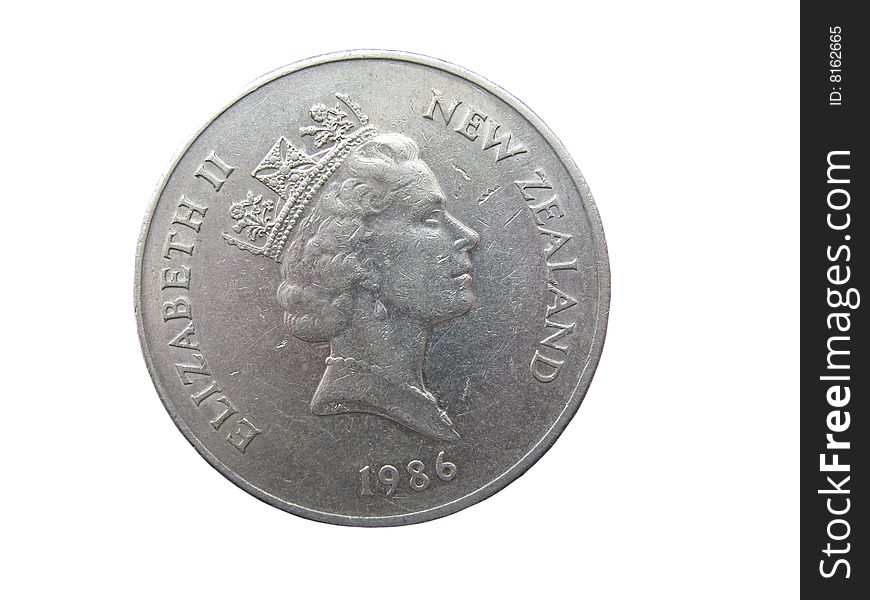 Coin 1986 year.  New zealand.  Portrait of Elizaveta 2