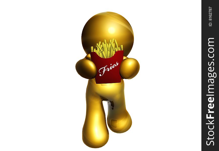 icon figure holding french fries