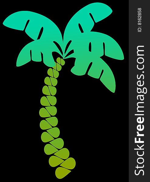 An abstract palm tree over a black background.