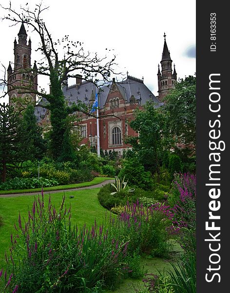 The peace palace in the Hague in the Netherlands, houses among other things the internatioanal court of justice