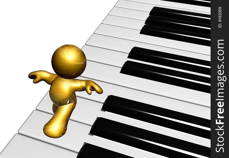 icon figure walking on a piano. icon figure walking on a piano