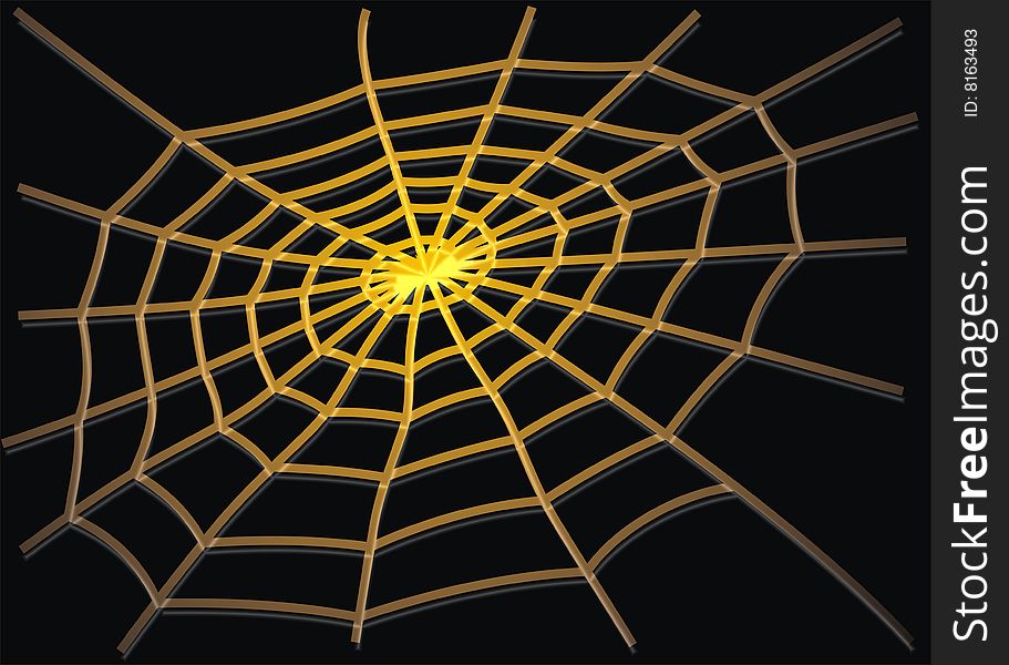 Lighted vector cobweb with black background. Lighted vector cobweb with black background