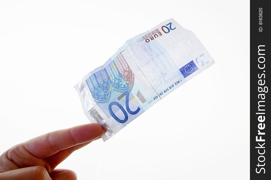 Showing a twenty euro banknote with the substance isolated. Showing a twenty euro banknote with the substance isolated